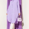 Pocket Tree Bark Long Loose Shirt Lilac all'ingrosso shirt view 2 - Hicabistan fabbrica Turchia