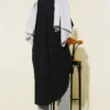 Pocket Tree Bark Long Loose Shirt Black all'ingrosso shirt view 3 - Hicabistan fabbrica Turchia