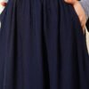 Basic Skirt with Pockets and Elastic Waistband Navy Blue wholesale skirt view 4 - Hicabistan Turkey factory