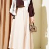 Pocketed Elastic Waist Straight Skirt Beige wholesale skirt view 3 - Hicabistan Turkey factory
