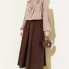 Pocketed Elastic Waist Straight Skirt Brown al por mayor skirt view 2 - Hicabistan fábrica Turquía