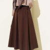 Pocketed Elastic Waist Straight Skirt Brown al por mayor skirt view 3 - Hicabistan fábrica Turquía