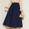 Pocketed Elastic Waist Straight Skirt Navy Blue wholesale skirt - Hicabistan Turkey factory