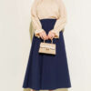 Pocketed Elastic Waist Straight Skirt Navy Blue groothandel skirt view 2 - Hicabistan Turkije fabriek