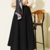 Pocketed Elastic Waist Straight Skirt Black all'ingrosso skirt view 3 - Hicabistan fabbrica Turchia