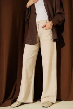 Alternative view of Pocket Wide Leg Trousers Beige