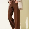 Pocket Wide Leg Trousers Brown all'ingrosso pants view 2 - Hicabistan fabbrica Turchia