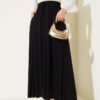 Pocketed Flared Elastic Waist Skirt Black wholesale skirt - Hicabistan Turkey factory