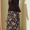 Floral Printed Lace Skirt Brown all'ingrosso skirt view 3 - Hicabistan fabbrica Turchia