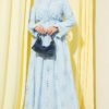 Floral Embroidered Ruffled Skirt Set Blue