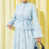 Floral Embroidered Ruffled Skirt Set Blue بالجملة clothing set view 2 - Hicabistan مصنع تركيا