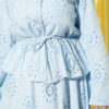 Floral Embroidered Ruffled Skirt Set Blue بالجملة clothing set view 4 - Hicabistan مصنع تركيا