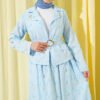 Floral Embroidered Belted Skirt Set Baby Blue wholesale clothing set view 2 - Hicabistan Turkey factory