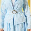 Floral Embroidered Belted Skirt Set Baby Blue wholesale clothing set view 4 - Hicabistan Turkey factory