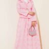 Floral Embroidered Belted Skirt Set Pink all'ingrosso clothing set view 2 - Hicabistan fabbrica Turchia