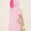 Floral Embroidered Belted Skirt Set Pink all'ingrosso clothing set view 3 - Hicabistan fabbrica Turchia