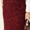 Floral Lace Tulle Pencil Skirt Burgundy wholesale skirt view 4 - Hicabistan Turkey factory