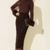 Floral Lace Tulle Pencil Skirt Brown al por mayor skirt view 2 - Hicabistan fábrica Turquía