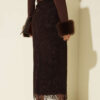 Floral Lace Tulle Pencil Skirt Brown al por mayor skirt view 3 - Hicabistan fábrica Turquía
