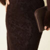 Floral Lace Tulle Pencil Skirt Brown al por mayor skirt view 4 - Hicabistan fábrica Turquía