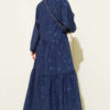 Floral Half Button Dress Navy Blue Großhandel dress view 3 - Hicabistan Türkei Fabrik