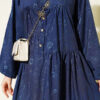 Floral Half Button Dress Navy Blue Großhandel dress view 4 - Hicabistan Türkei Fabrik