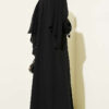 Floral Motif Belted Abaya Black - Image 3
