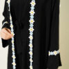 Floral Motif Belted Abaya Black - Image 4