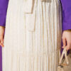 Floral Embroidered Pleated Chiffon Skirt Beige wholesale skirt view 4 - Hicabistan Turkey factory