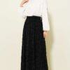 Flower Tulle Flared Skirt Black all'ingrosso skirt view 2 - Hicabistan fabbrica Turchia