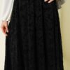 Flower Tulle Flared Skirt Black all'ingrosso skirt view 4 - Hicabistan fabbrica Turchia