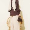 Floral Belted Shirt Brown wholesale shirt view 3 - Hicabistan Turkey factory