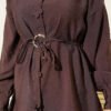 Floral Belted Shirt Brown wholesale shirt view 4 - Hicabistan Turkey factory