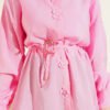 Floral Belted Shirt Pink wholesale shirt view 4 - Hicabistan Turkey factory