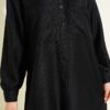 Shirt with Double Pockets and Chain Necklace Black wholesale shirt view 4 - Hicabistan Turkey factory