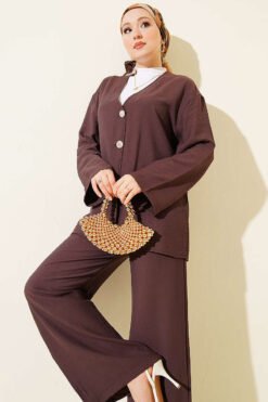 Alternative Ansicht von Double Button Kimono Set Brown