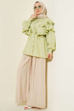 Double Ruffled Sailor Collar Shirt groothandel shirt view 2 - Hicabistan Turkije fabriek