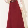 Double Belt Detail Skirt Burgundy