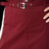 Double Belted Stitch Detail Skirt Burgundy wholesale skirt view 4 - Hicabistan Turkey factory