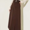 Double Belted Stitch Detail Skirt Brown Großhandel skirt - Hicabistan Türkei Fabrik