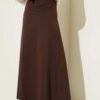 Double Belted Stitch Detail Skirt Brown wholesale skirt view 3 - Hicabistan Turkey factory