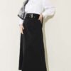 Double Belted Stitch Detail Skirt Black wholesale skirt view 2 - Hicabistan Turkey factory