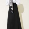 Double Belted Stitch Detail Skirt Black wholesale skirt view 3 - Hicabistan Turkey factory