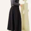 Double Belted Pleated Flared Skirt Black بالجملة skirt view 3 - Hicabistan مصنع تركيا