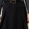 Double Belted Pleated Flared Skirt Black بالجملة skirt view 4 - Hicabistan مصنع تركيا