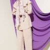 Double Cape Detailed Modal Two-Piece Set Beige Großhandel clothing set view 3 - Hicabistan Türkei Fabrik