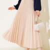 Double Pleated Waist Elastic Skirt Beige Großhandel skirt - Hicabistan Türkei Fabrik