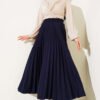 Double Pleated Waist Elastic Skirt Navy Blue wholesale skirt view 2 - Hicabistan Turkey factory