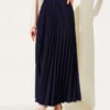 Double Pleated Waist Elastic Skirt Navy Blue all'ingrosso skirt - Hicabistan fabbrica Turchia