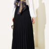 Double Pleated Waist Elastic Skirt Black بالجملة skirt view 3 - Hicabistan مصنع تركيا